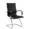 OLIVER fixed office chair, chromed, black synthetic leather