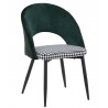 CLEO chair, metal, upholstered in green with houndstooth