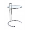 EG NEW table, adjustable, stainless steel and glass, 50 cms in diameter