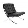 BARNA (T) chair, design, stainless steel, black leather top