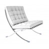 BARNA (T) chair, design, stainless steel, white leather top