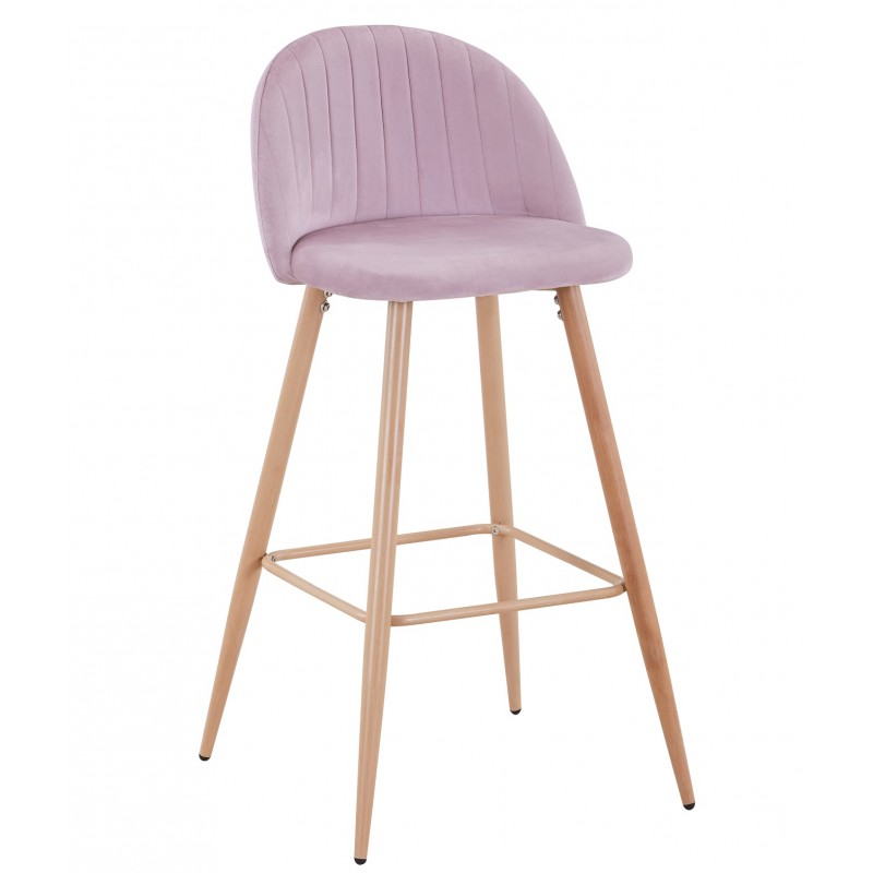 Bar stool VELVET NEW, metal legs, pink velvet 25