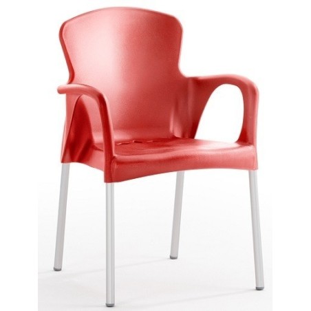 Sillón SENA, apilable, polipropileno rojo*
