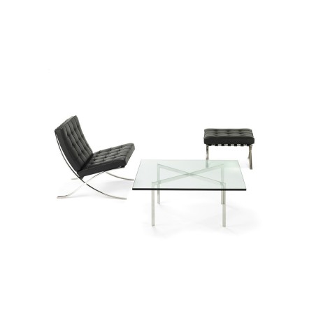 Mesa BCN, baja, acero inoxidable, cristal, 102x102 cms-0