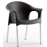 Sillón NILO, aluminio, apilable, polipropileno negro*