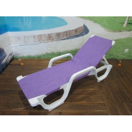 Tumbona COSTASOL, apilable, polipropileno blanco, tejido textilene lavanda
