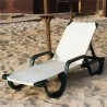 Tumbona COSTASOL, apilable, polipropileno verde, tejido textilene beige