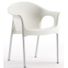 Sillón NILO, aluminio, apilable, polipropileno blanco
