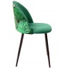 FLORAL chair, metal, green velvet upholstery with floral back