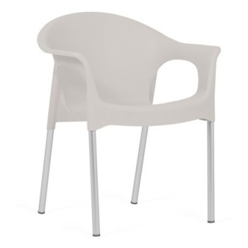 Sillón NILO, aluminio, apilable, polipropileno gris claro*