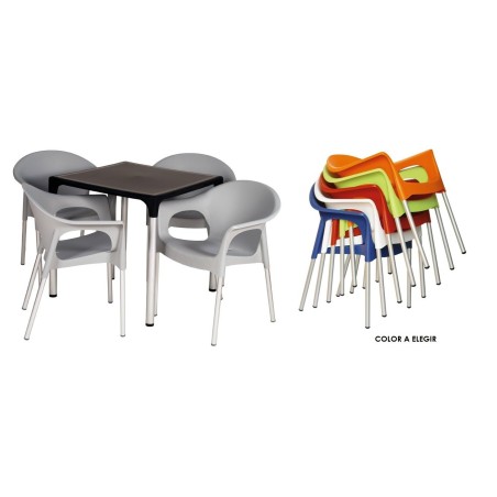 Sillón NILO, aluminio, apilable, polipropileno gris claro*-0