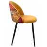 Cadeira FLORAL, metal, tecido veludo amarelo  com costas florais combinando