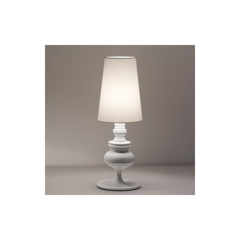 Lámpara LOUVRE, sobremesa, blanca, pantalla blanca-0