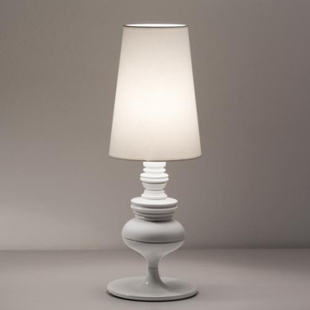 Lámpara LOUVRE, sobremesa, blanca, pantalla blanca-0