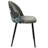 Cadeira FLORAL, metal, tecido veludo cinza com costas florais combinando
