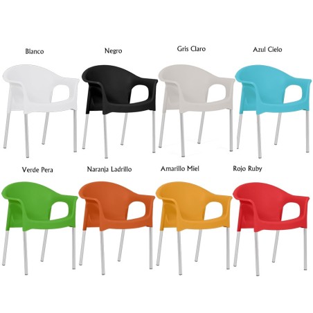 Sillón NILO, aluminio, apilable, polipropileno verde lima*-0