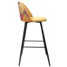 FLORAL bar stool, metal, yellow velvet upholstery with floral back