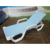Tumbona COSTASOL, apilable, polipropileno blanco, tejido textilene azul aqua