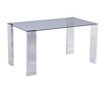 Mesa BETSY, acero inoxidable, cristal templado, 160x90 cms