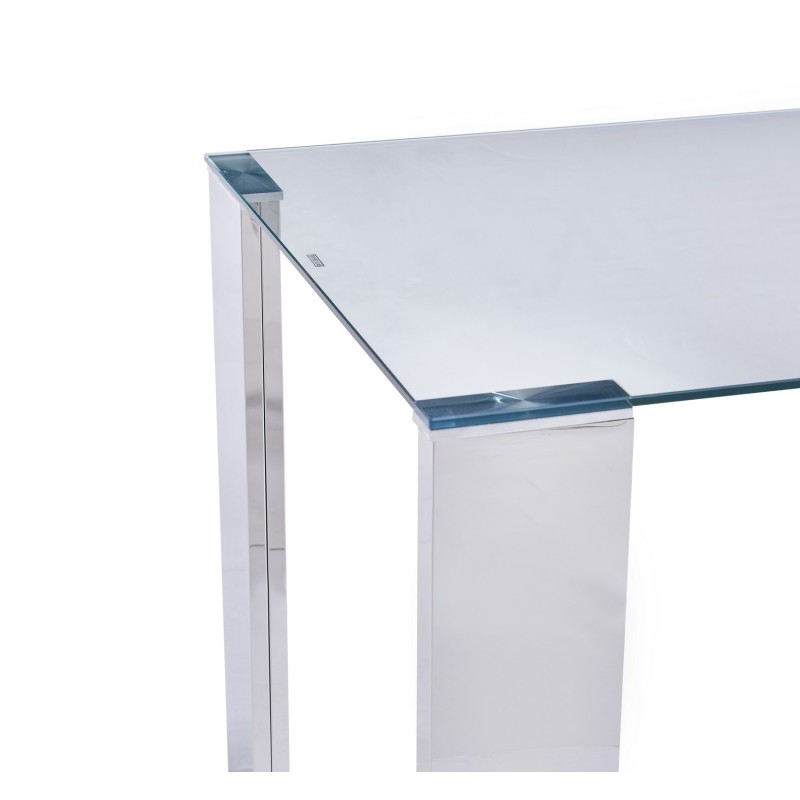 Mesa BETSY, acero inoxidable, cristal templado, 160x90 cms-1