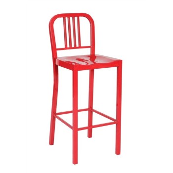Taburete NAO, acero, rojo