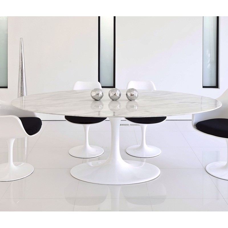 Mesa TUL, oval, fibra de vidrio, mármol blanco 180x108 cms-1