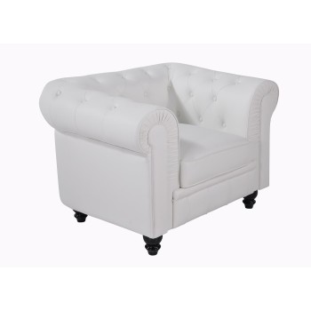 Sillón CHESTER, similpiel blanca 2