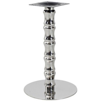 Base de mesa KARNAK, acero inoxidable, acabado espejo, base 45 cms diámetro, altura 72 cms