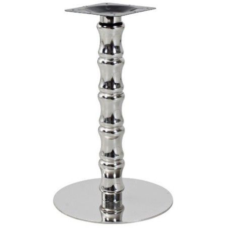 Base de mesa KARNAK, acero inoxidable, acabado espejo, base 45 cms diámetro, altura 72 cms