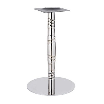 Base de mesa LUXOR, acero inoxidable, acabado espejo, base 45 cms diámetro, altura 72 cms