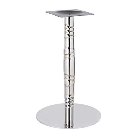 Base de mesa LUXOR, acero inoxidable, acabado espejo, base 45 cms diámetro, altura 72 cms