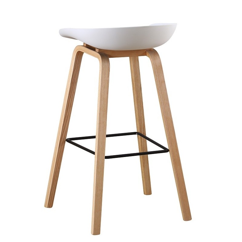 Taburete AWAK (TO), madera curvada, asiento polipropileno blanco-0