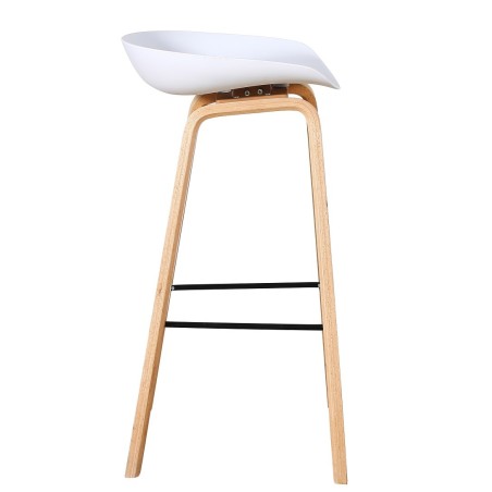 Taburete AWAK (TO), madera curvada, asiento polipropileno blanco-1