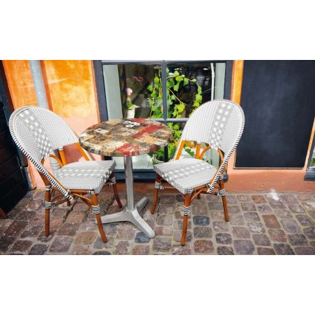 Tablero de mesa Werzalit Alemania, BABYLON 213, 60 cms de diámetro*.-0