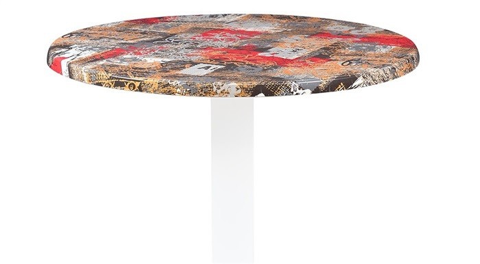 Tablero de mesa Werzalit Alemania, BABYLON 213, 70 cms de diámetro*.