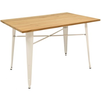 Mesa TOL, acero, blanca, madera, 120x80 cms