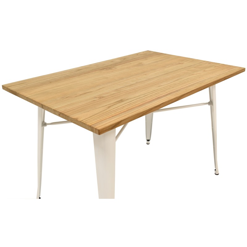 Mesa TOL, acero, blanca, madera, 120x80 cms-0