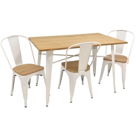 Mesa TOL, acero, blanca, madera, 120x80 cms-1