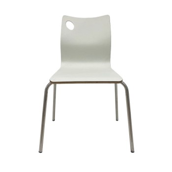 Silla AMELIE, apilable, acero inoxidable, asiento laminado HPL, blanco roto 2