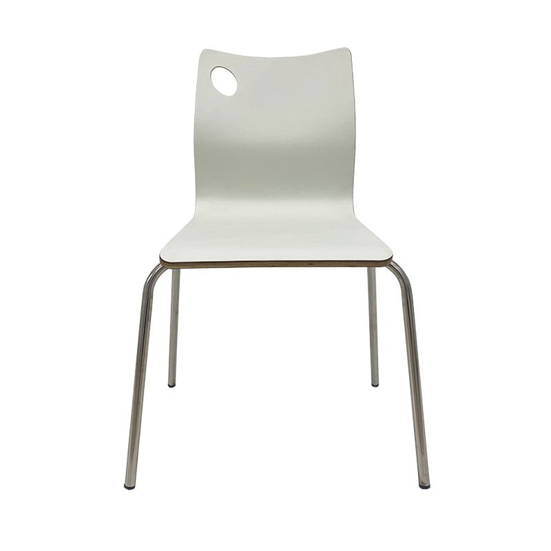Silla AMELIE, apilable, acero inoxidable, asiento laminado HPL, blanco roto-0