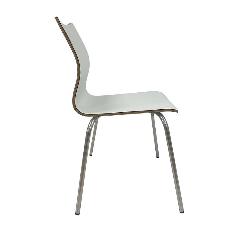 Silla AMELIE, apilable, acero inoxidable, asiento laminado HPL, blanco roto-1