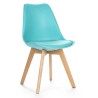 Silla TORRE 4P ( SU ), madera, polipropileno y cojín turquesa