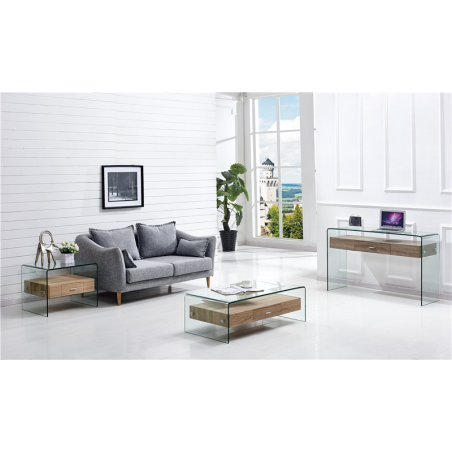 Mesa MARILYN, baja, madera, cristal, 110x55 cms-0