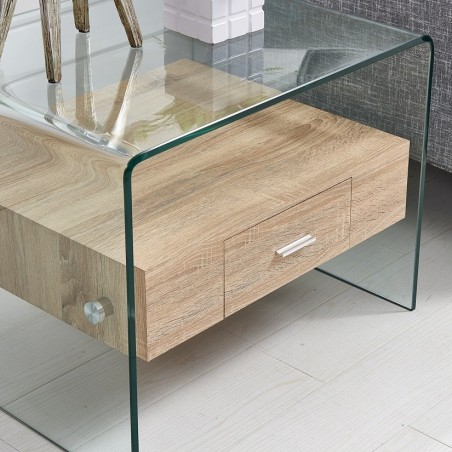 Mesa MARILYN, baja, madera, cristal, 50x50 cms-0