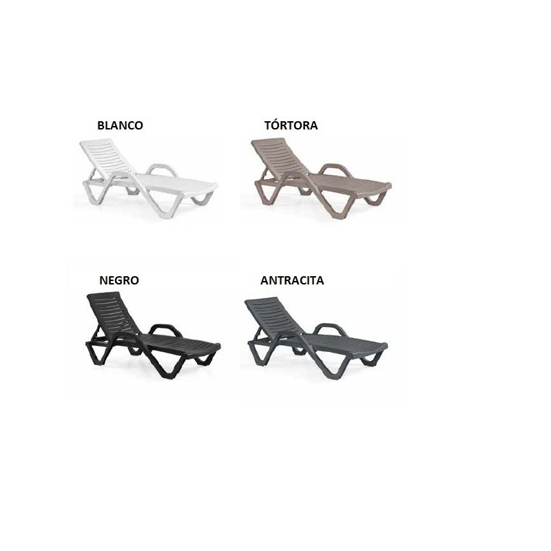 Tumbona MISSY, 5 posiciones, apilable, polipropileno blanco-1