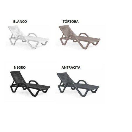Tumbona MISSY, 5 posiciones, apilable, polipropileno blanco-1