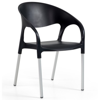 Sillón MOON, aluminio, polipropileno negro*