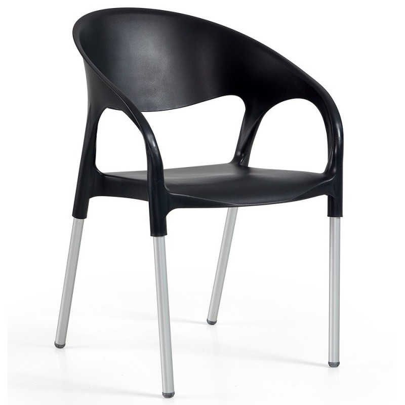 Sillón MOON, aluminio, polipropileno negro*