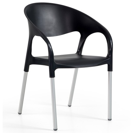 Sillón MOON, aluminio, polipropileno negro*