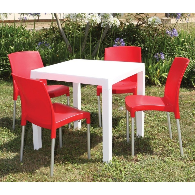 Mesa DITA, polipropileno blanco, 80 x 80 cms-0